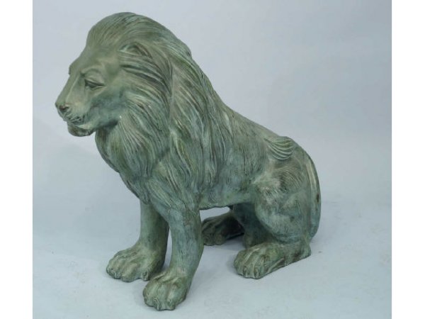Pair of verde bronze lions - 3