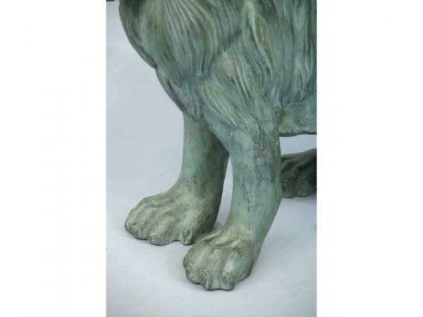 Pair of verde bronze lions - 4