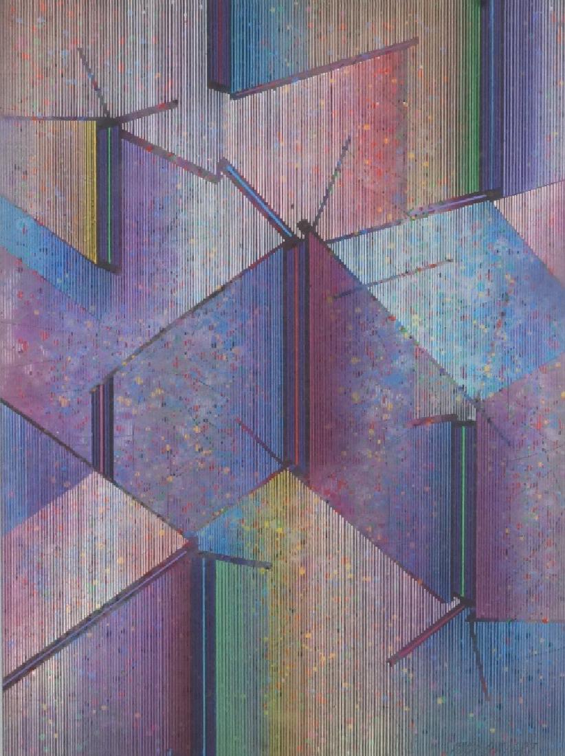 PAUL MAXWELL "CHANSON" ACRYLIC ON CANVAS, 1987: PAUL MAXWELL "CHANSON" ACRYLIC ON CANVAS PAINTING, 1987. Height: 48 in. by Width: 36 in. by Depth: 2 in.