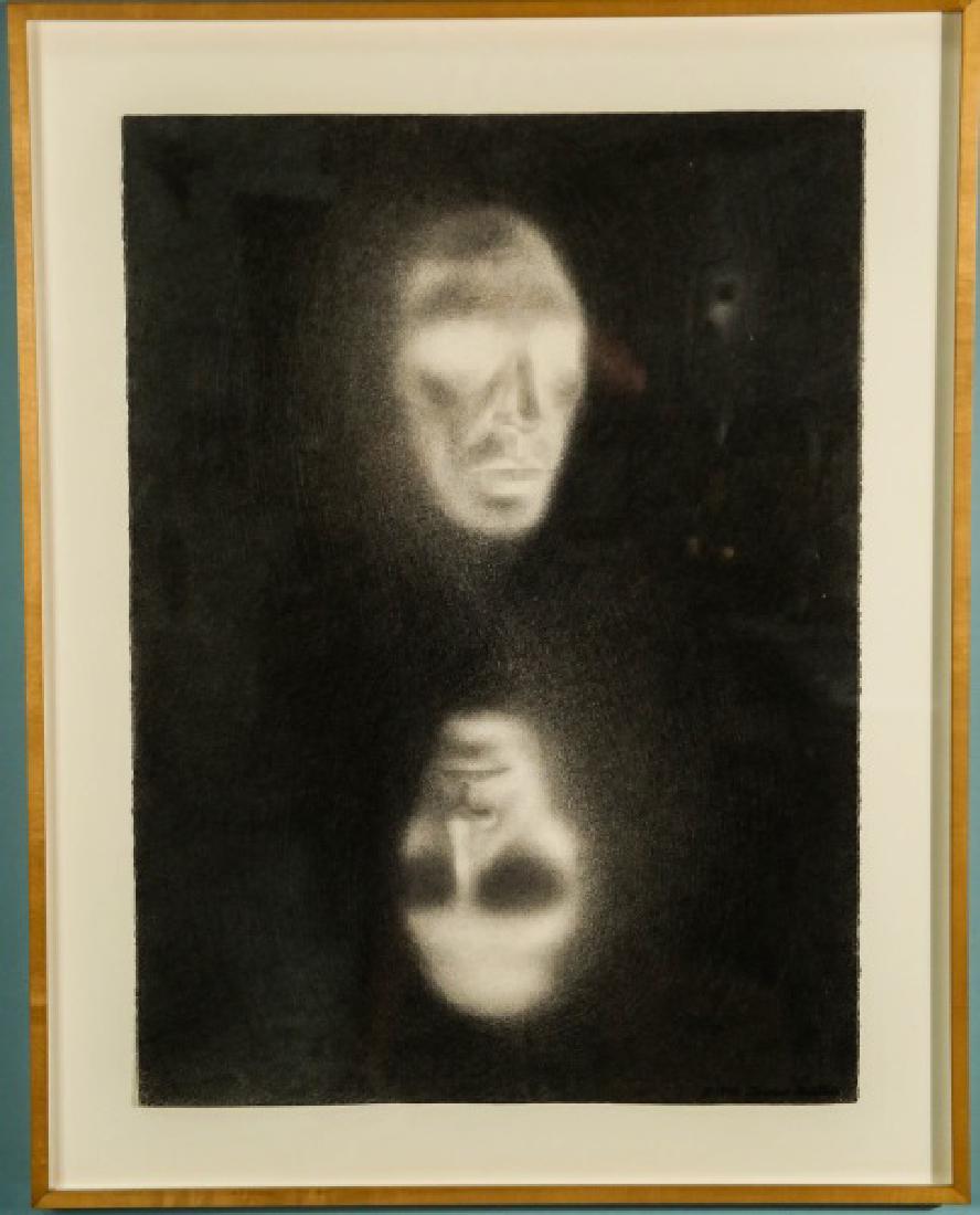 LORNA WILLIS "ABSTRACT FACES' CHARCOAL ON PAPER: LORNA WILLIS "ABSTRACT FACES' CHARCOAL ON PAPER. Height: 36 in. by Width: 28 in. by Depth: 2