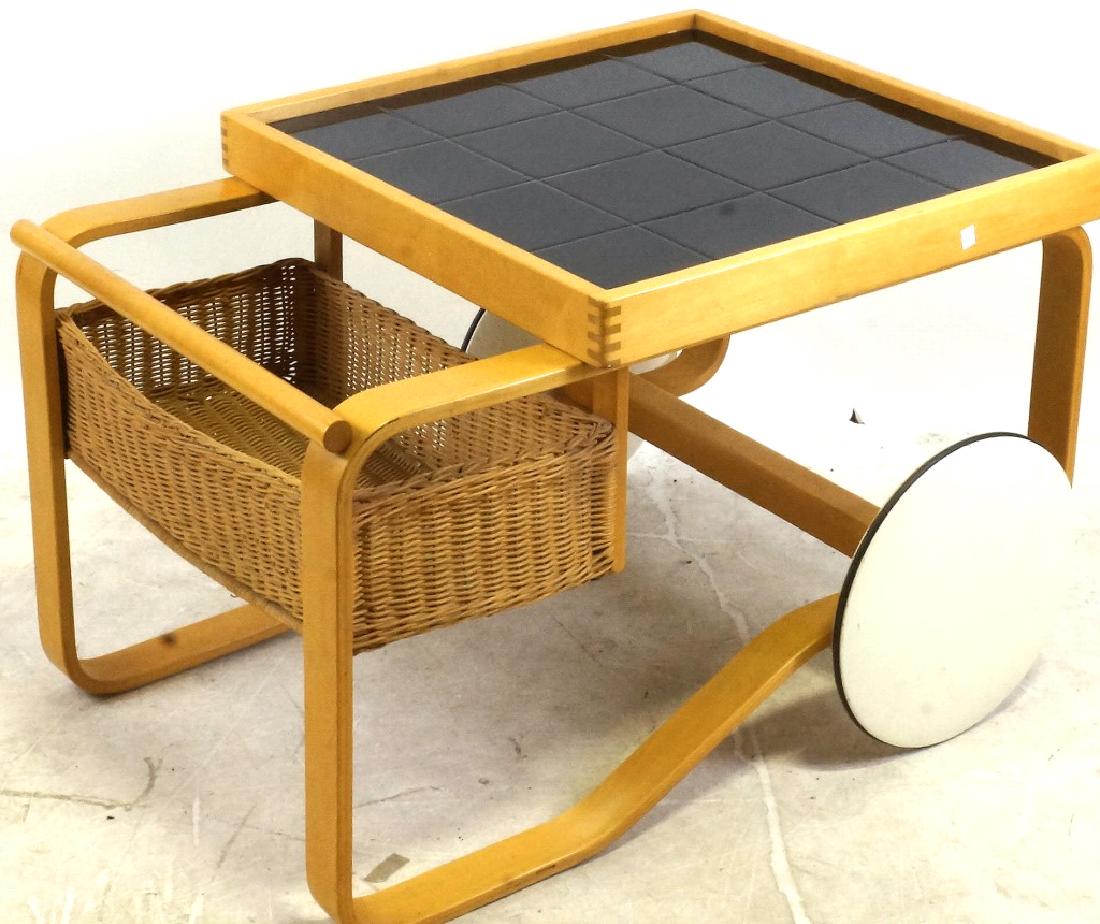ALVAR AALTO MID-CENTURY MODERN CART TABLE: ALVAR AALTO (1898-1976) MID-CENTURY MODERN CART TABLE. Height: 23 in. by Width: 25 1/2 in. by Depth: 35 1/2 in.