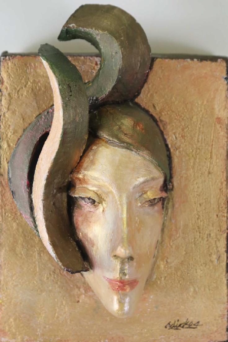 DAVID ADICKES "FACE" SCULPTURE: DAVID ADICKES "FACE" SCULPTURE. Height: 10 in. by Width: 7 1/2 in. by Depth: 5 in.