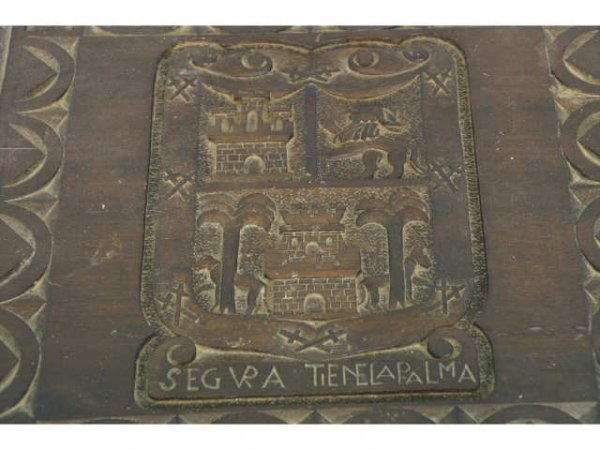 Antique wooden box with elaborate carvings. "Segur - 2