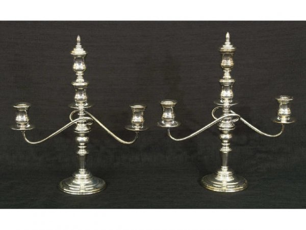 Pair of silver on copper candelabra