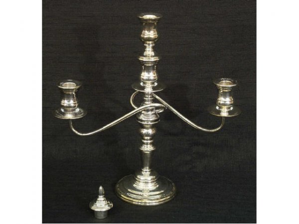 Pair of silver on copper candelabra - 2