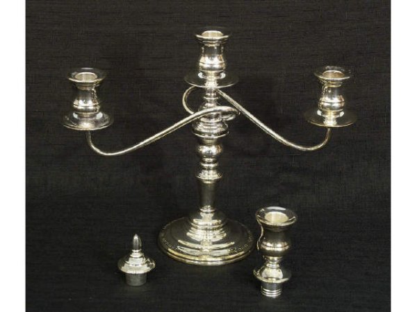 Pair of silver on copper candelabra - 3