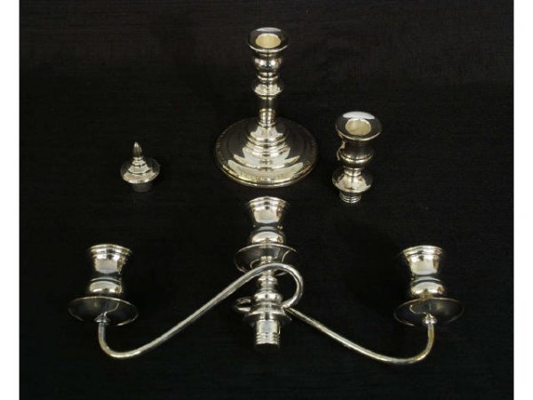 Pair of silver on copper candelabra - 4