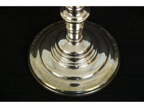 Pair of silver on copper candelabra - 5