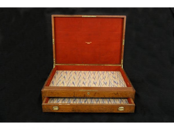 Mahogany serving case made by Tiffany & Co.
