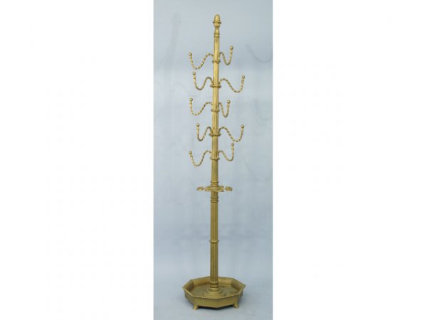 Cast iron hall tree with swivel arms.