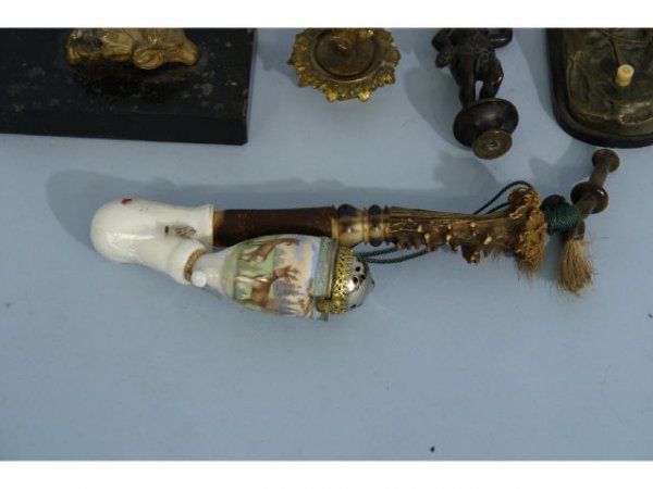 Mixed lot including two gilt candle sticks with C - 2