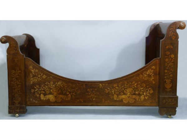 Pair of sleigh day beds with beautiful and elaborat