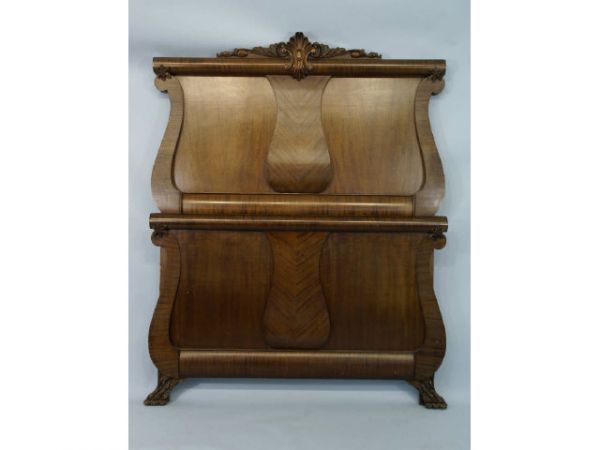 Queen size American Empire mahogany bed. c. 1900
