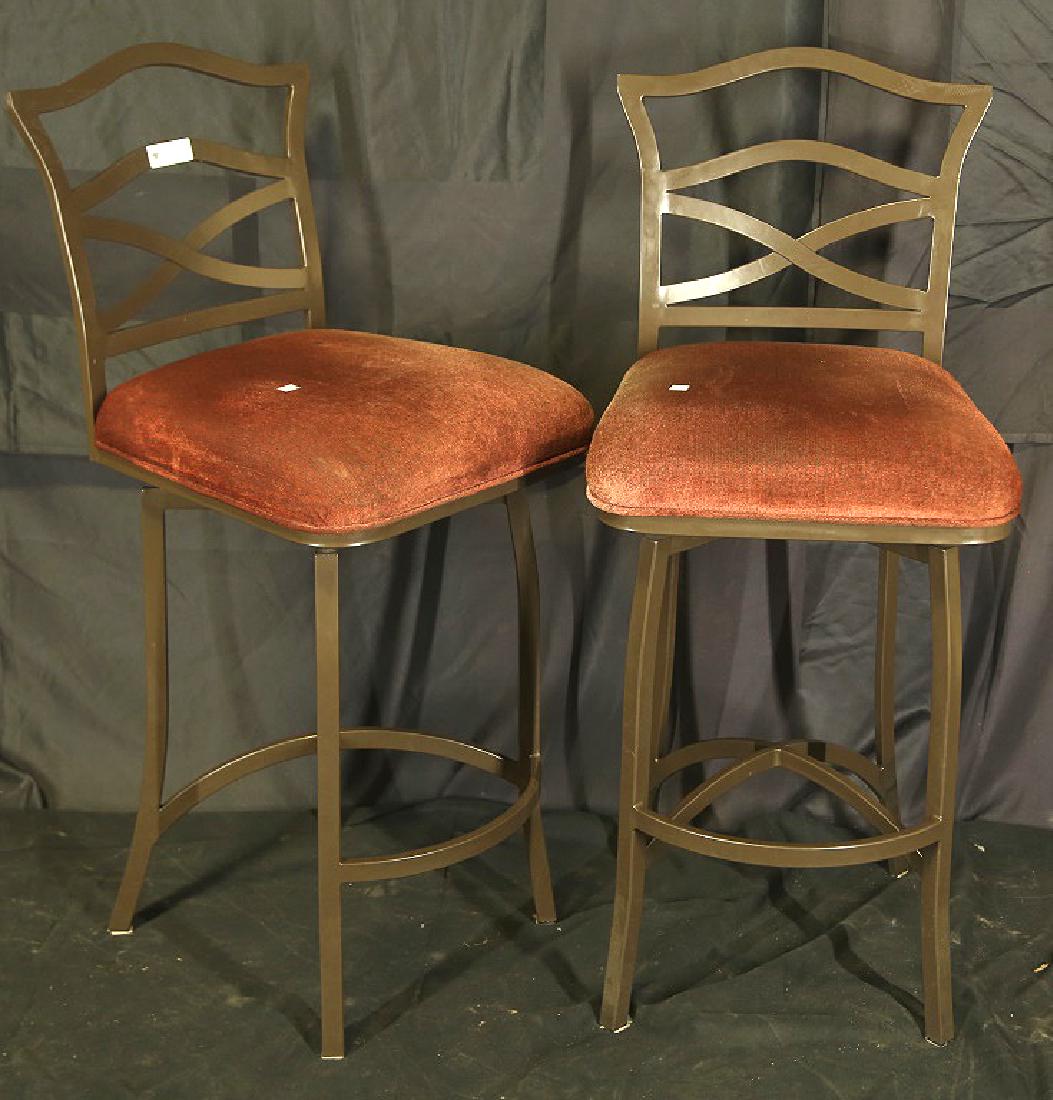 PAIR OF METAL BARSTOOLS: PAIR OF METAL BARSTOOLS. Height: 44 in. by Width: 19 in. by Depth: 19 in.
