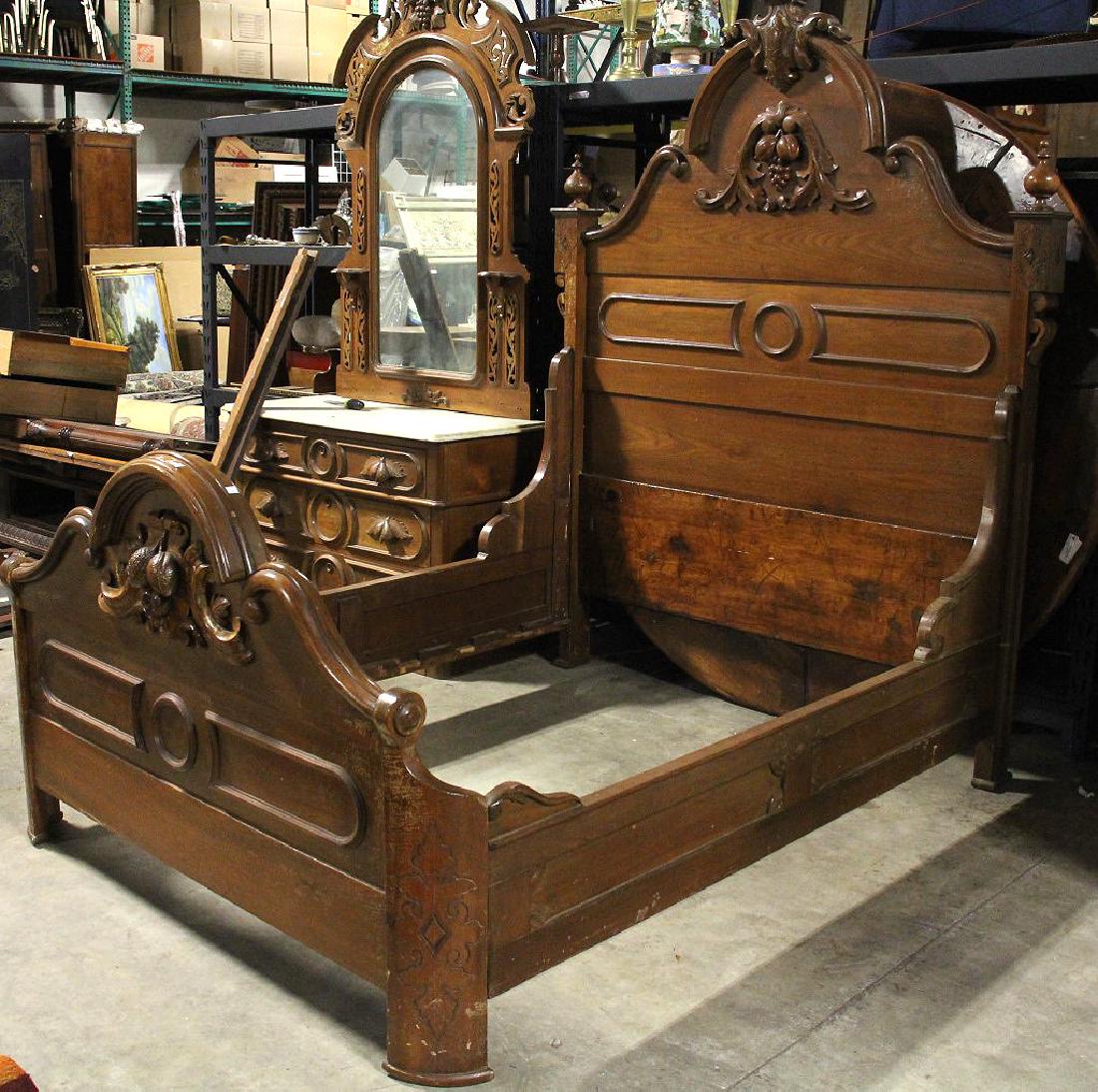 ANTIQUE VICTORIAN FULL SIZE BED, CIRCA 1850: ANTIQUE VICTORIAN FULL SIZE BED, CIRCA 1850. FROM THE ESTATE OF THE LATE ARTHUR TALK. Height: 80 in. by Width: 62 in. by Depth: 78 in.