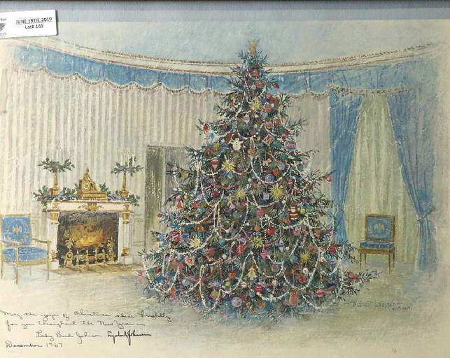 White House Christmas Cards Signed Lyndon Johnson