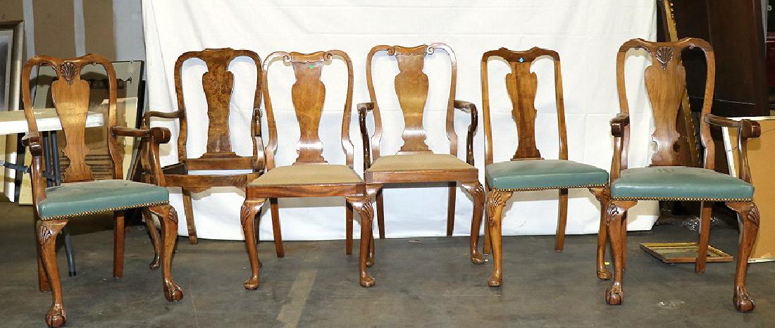 MIXED LOT OF SIXE QUEEN ANNE STYLE DINING CHAIRS: MIXED LOT OF SIXE QUEEN ANNE STYLE DINING CHAIRS.