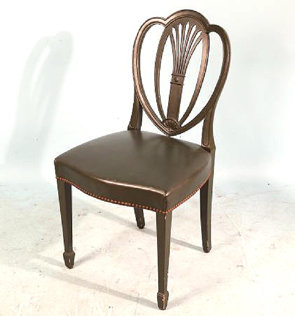 VINTAGE HEPPLEWHITE SHIELD BACK SIDE CHAIR: VINTAGE HEPPLEWHITE SHIELD BACK SIDE CHAIR. Height: 36 in. by Width: 18 in. by Depth: 19 in.