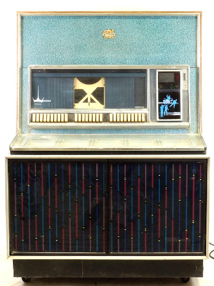 SEEBURG STERO JUKEBOX: SEEBURG STERO JUKEBOX. The revolutionary Â“DS-160Â” model with directional sound by way of two side speakers. Works but no records included and may need maintenance adjustments. Height: 56 in. b