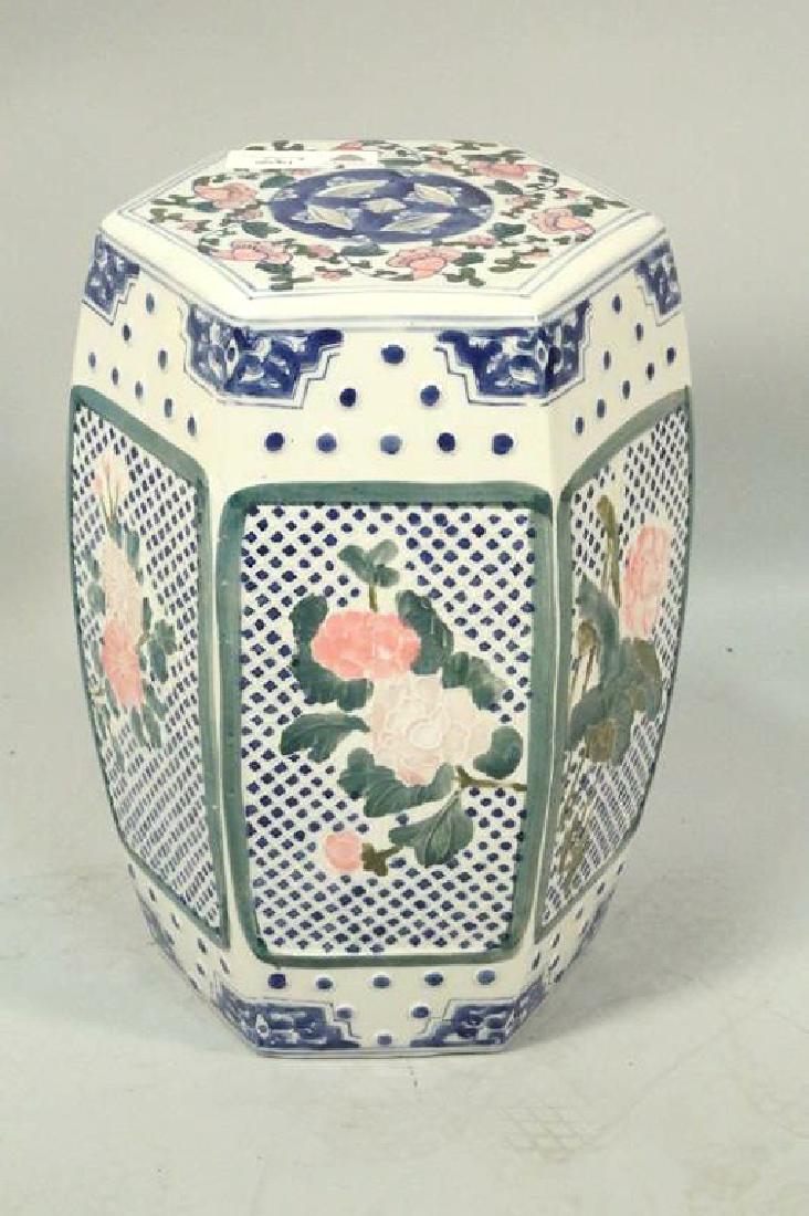 CHINESE PORCELIN GARDEN STOOL: CHINESE PORCELIN GARDEN STOOL Height: 15 in. by Width: 9 in. by Depth: 9 in.