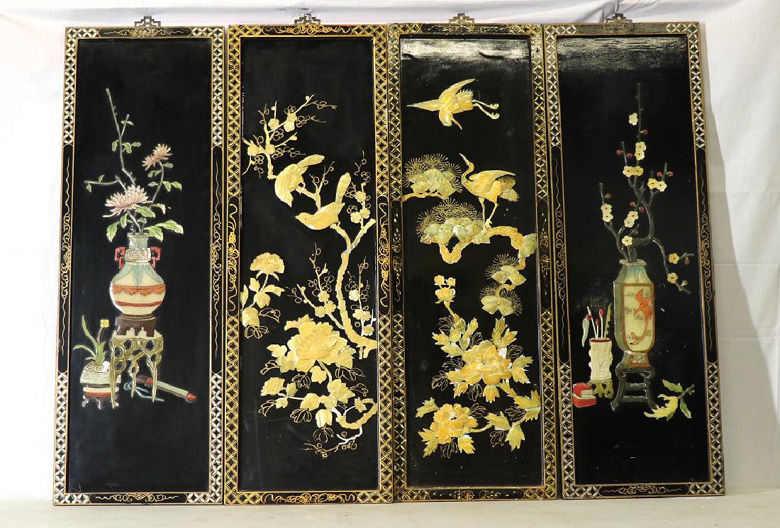 CHINESE FOUR PANEL SCREEN: CHINESE FOUR PANEL SCREEN. Height: 36 in. by Width: 48 in.