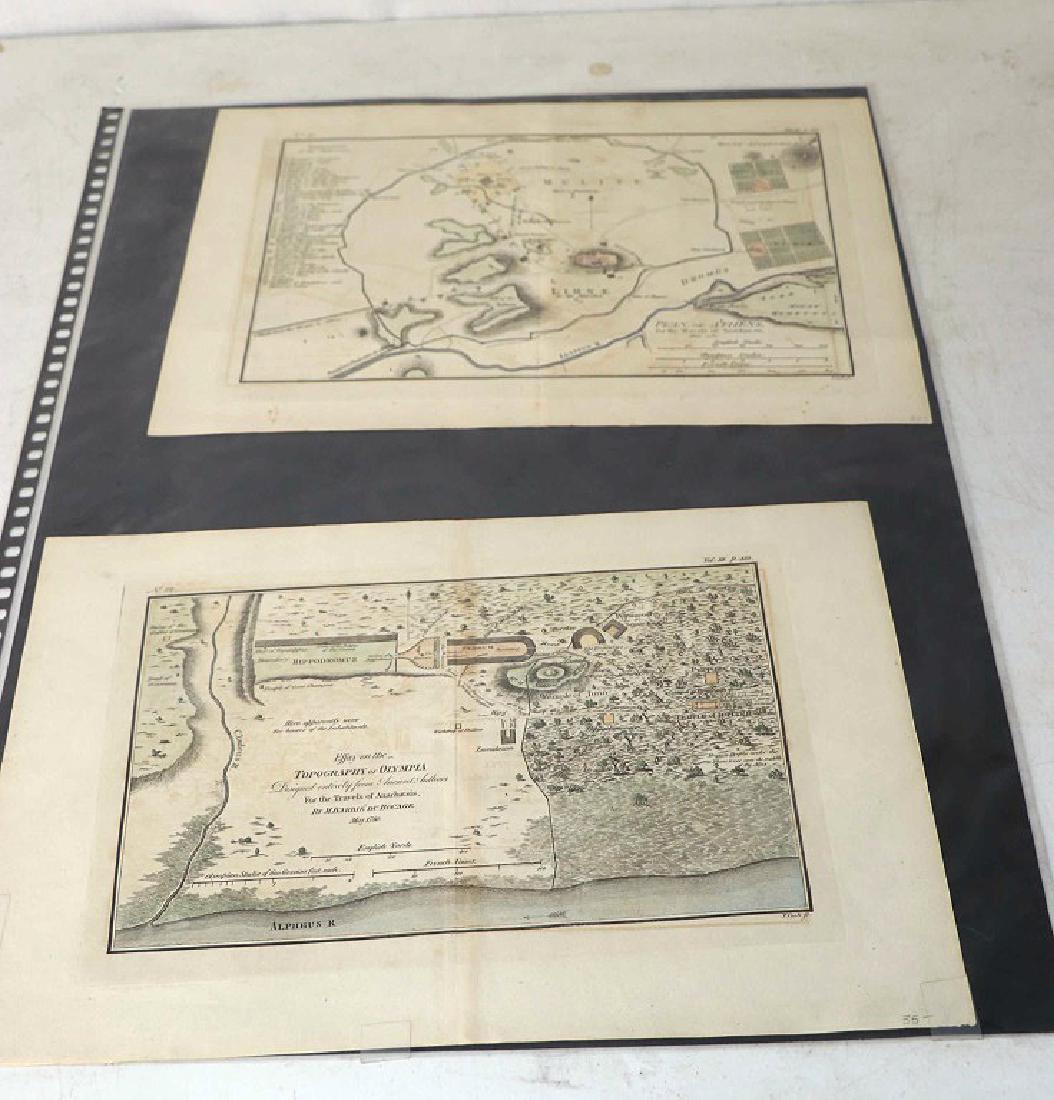 LOT OF TWO ANTIQUE MAPS: LOT OF TWO ANTIQUE MAPS. 1. PLAN OF ATHENS FOR THE TRAVELS OF ANACHARISIS. (1784) 2. TOPOGRAPHY OF OLYMPIA. (1780) Height: 10 1/2 in. by Width: 16 in.