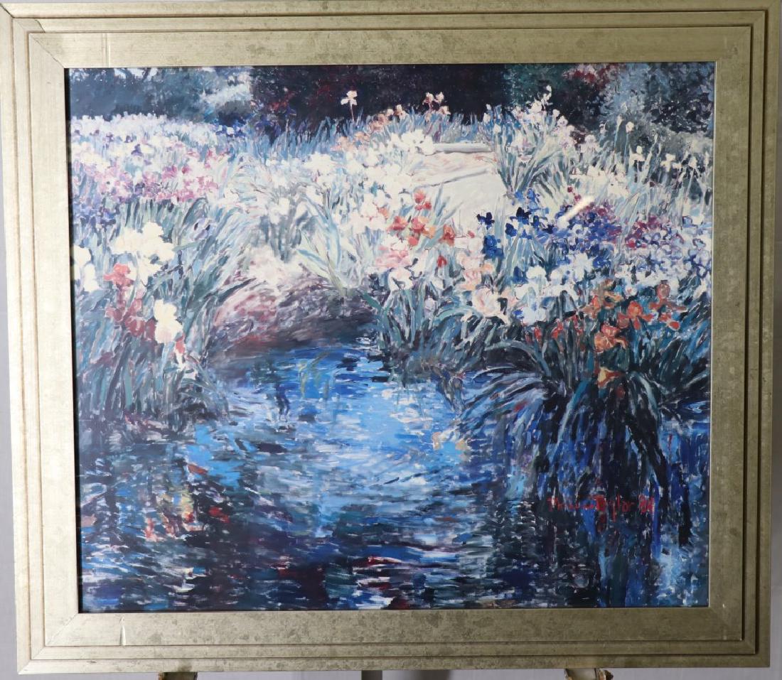 MICHELLE TAYLOR ABSTRACT FLORAL ARTWORK, 1984: MICHELLE TAYLOR ABSTRACT FLORAL ARTWORK, 1984. Height: 27 in. by Width: 31 in.