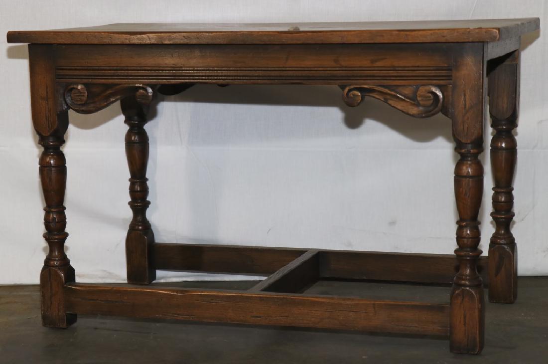 VINTAGE TABLE WITH H STRETCHER: VINTAGE TABLE WITH H STRETCHER. Height: 20 in. by Width: 32 in. by Depth: 19 in.