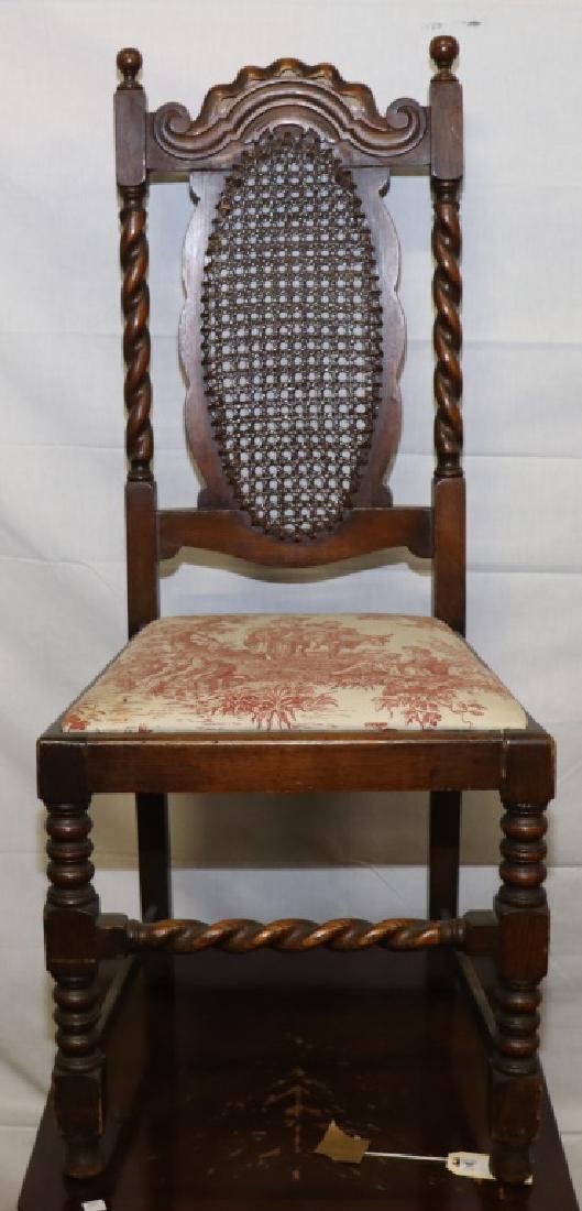 VINTAGE HALL CHAIR WITH CANE INSET BACK: VINTAGE HALL CHAIR WITH CANE INSET BACK. Height: 43 in. by Width: 18 in. by Depth: 16 in.