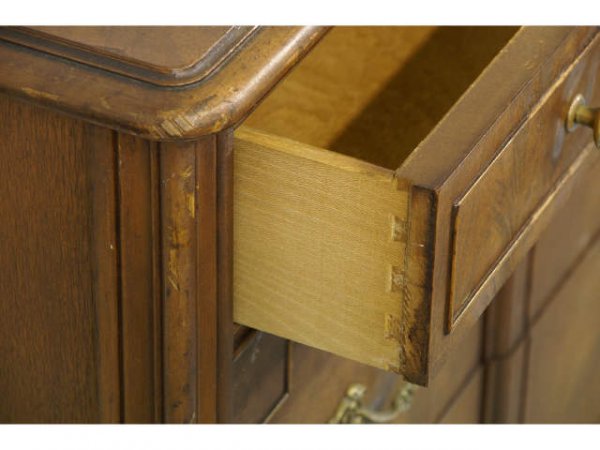 Three drawer sideboard with carved floral detail. - 3