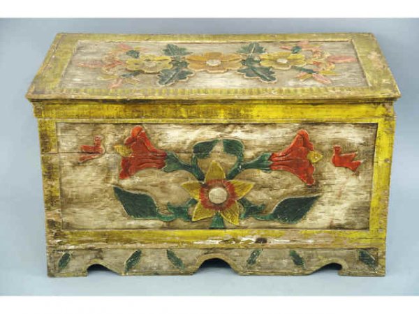 Antique Mexican, hand painted trunk.