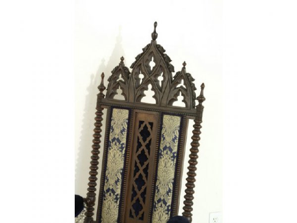 Fanciful Gothic arm chair with turned arms and le - 2