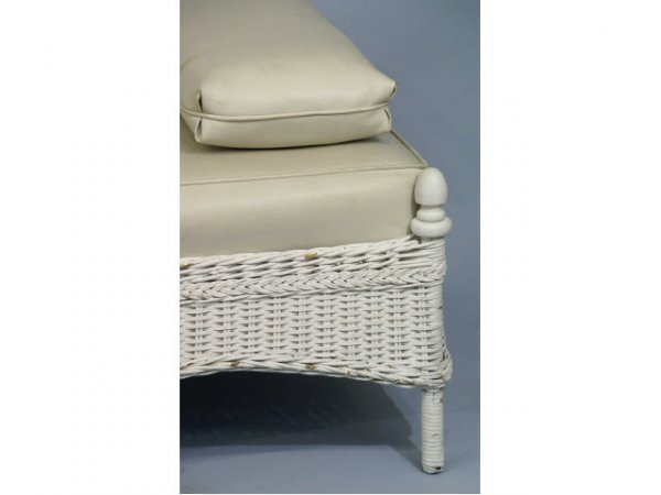 White wicker daybed with vinyl cushions. - 2