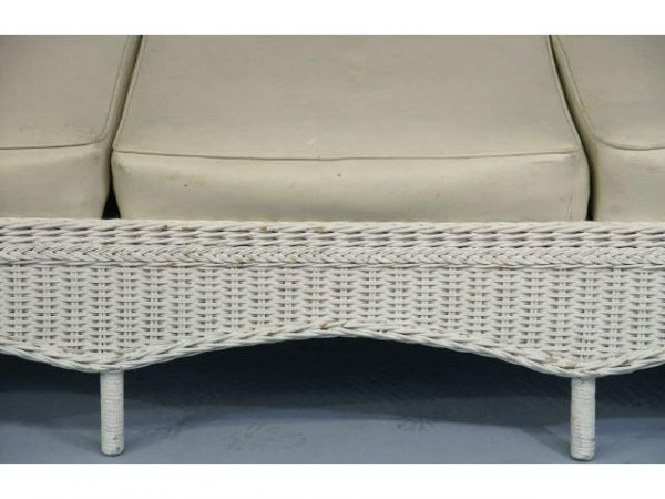 White wicker daybed with vinyl cushions. - 3