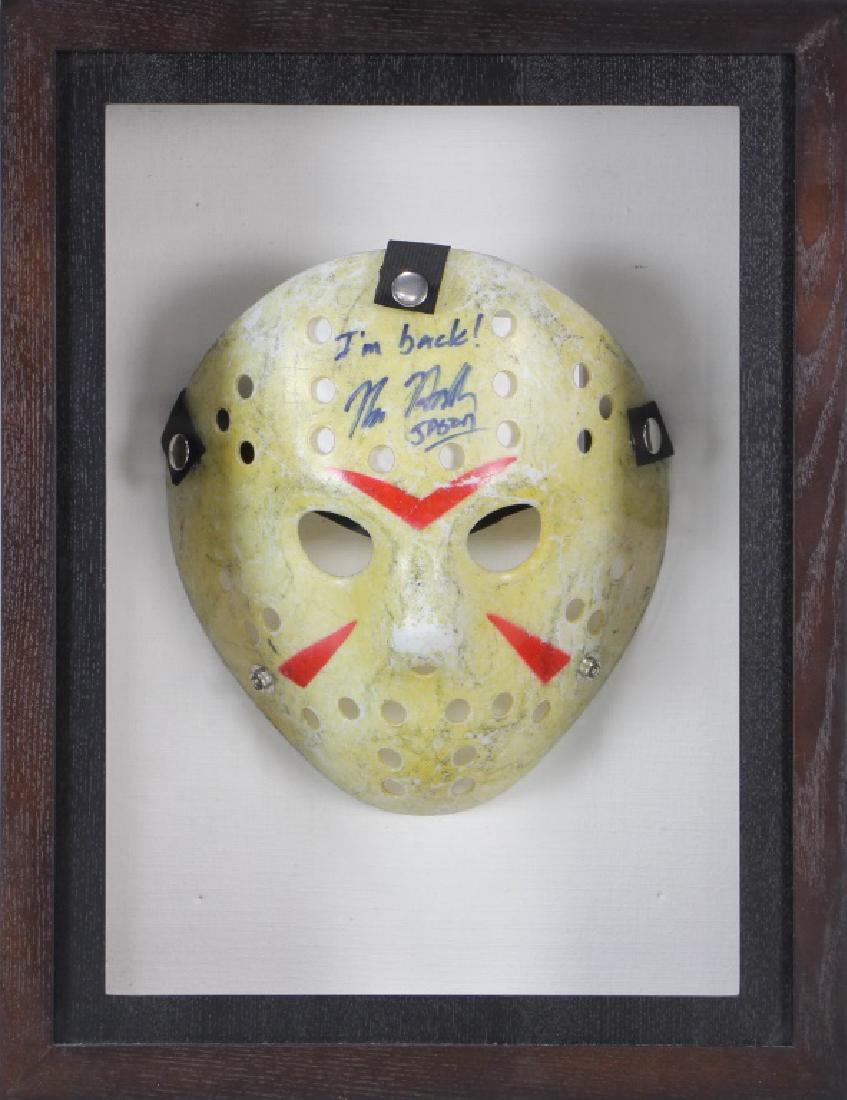 SIGNED FRIDAY THE 13TH JASON MASK BY KANE HODDER: SIGNED FRIDAY THE 13TH JASON MASK SIGNED BY KANE HODDER THE ACTOR WHO IS KNOWN FOR PLAYING JASON IN MOST OF THE SERIES MOVIES. MASK WAS PURCHASED FROM PRODUCTION ASSISTANT ON THE SET OF "THE FINAL FRI