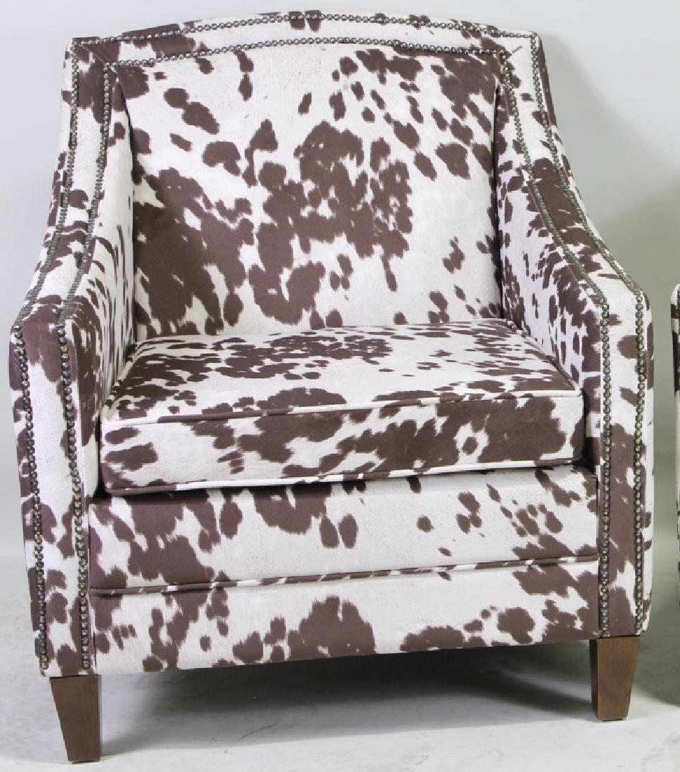 COW HIDE PRINT CLUB CHAIR: COW HIDE PRINT CLUB CHAIR. Height: 36 in. by Width: 30 in. by Depth: 32 in.