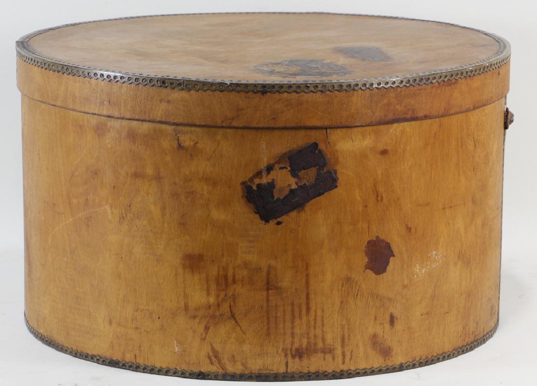 ANTIQUE BIRCH BARK HAT BOX: ANTIQUE BIRCH BARK HAT BOX. Height: 11 in. by Width: 20 in. by Depth: 20 in.