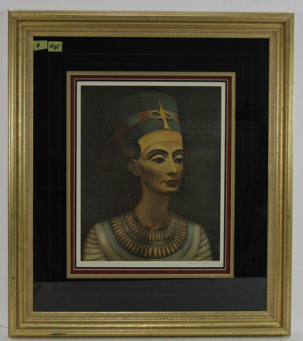 JOHN HANSEGGER EGYPTIAN PORTRAIT PAINTING: JOHN HANSEGGER EGYPTIAN PORTRAIT PAINTING, MAY 26th, 1979. John Hansegger (1908-1989). Swiss-American . Lived in Hudson Valley region . Very diverse styles and multiple accomplishments. Studied under 