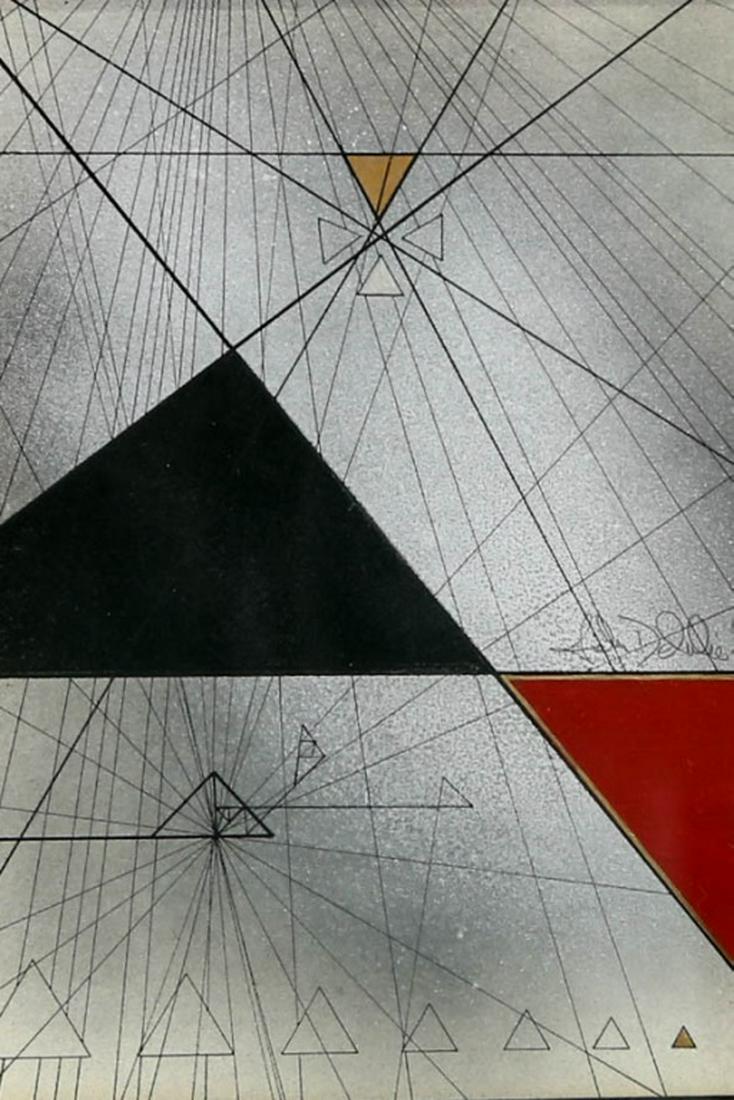 JOHN DELULIO GEOMETRIC ABSTRACT PAINTING: JOHN DELULIO GEOMETRIC ABSTRACT PAINTING. John Delulio (March 1938—October 2017). John Delulio was born in Connecticut and after serving in the Navy attended New York Pratt Institute and Chicago Aca