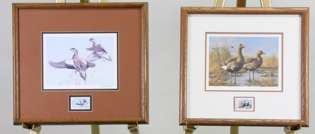 GARY MOSS & MAYNARD REECE DUCK PRINTS: GARY MOSS & MAYNARD REECE DUCK PRINTS. "SPECKLEBELLY" CIRCA: 1987, NUMBERED: 4117/7000. "WIDGEONS" CIRCA: 1983, NUMBERED: 7334/7700. Height: 16 1/2 in. by Width: 15 1/2 in.