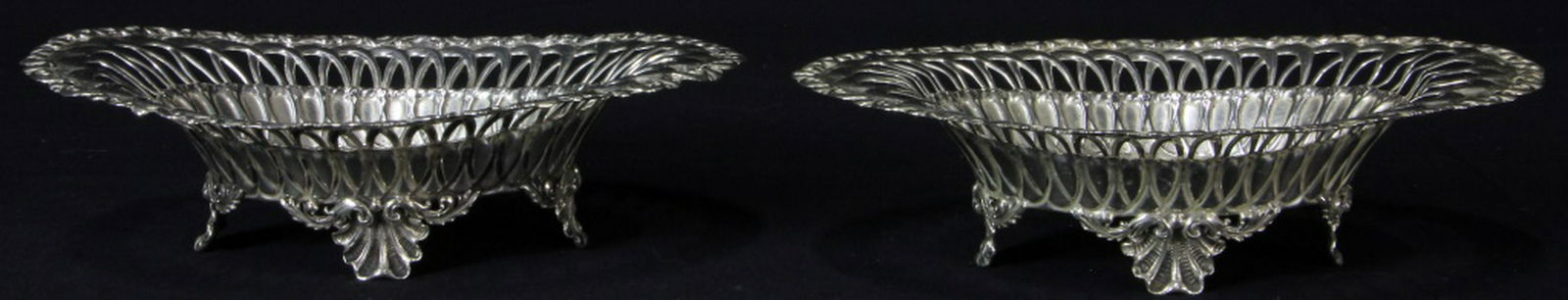 TWO STERLING SILVER OVAL BASKET TRAYS (1 of 2)