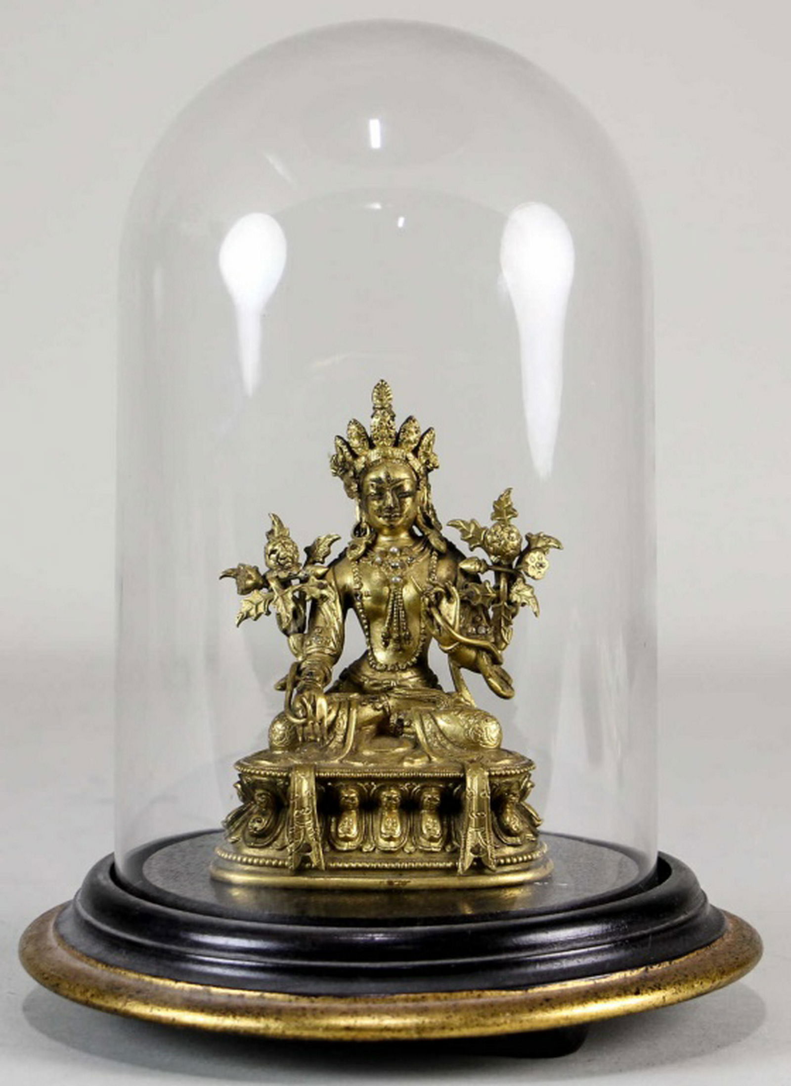 19th CENTURY GILT BRONZE BUDDHA WITH CROWN (1 of 6)