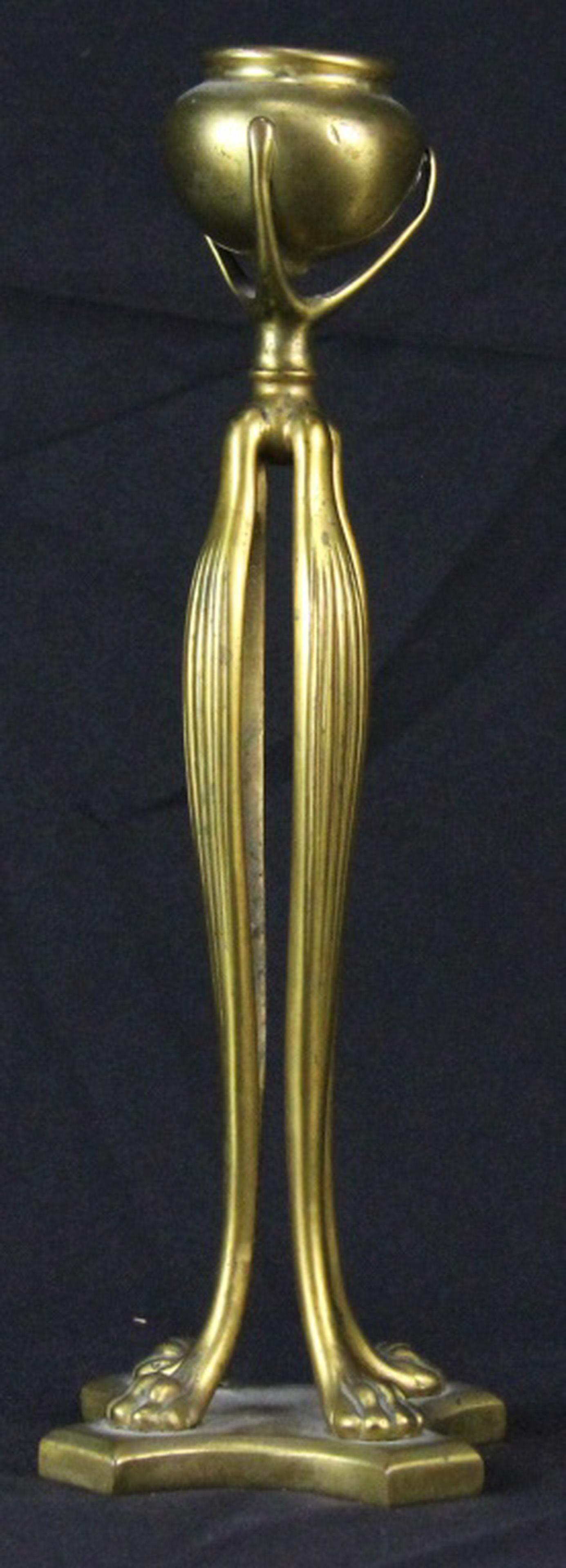 CIRCA 1900 ART NOUVEAU TIFFANY BRONZE CANDLESTICK (1 of 3)