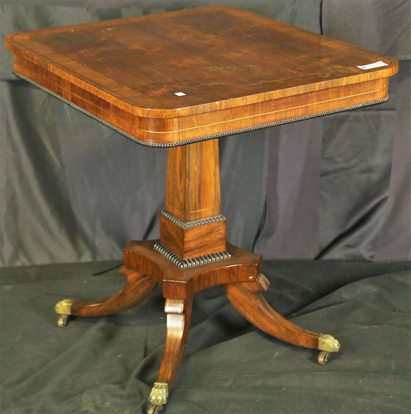 19th CENTURY REGENCY BRASS INLAID WALNUT TABLE (1 of 3)