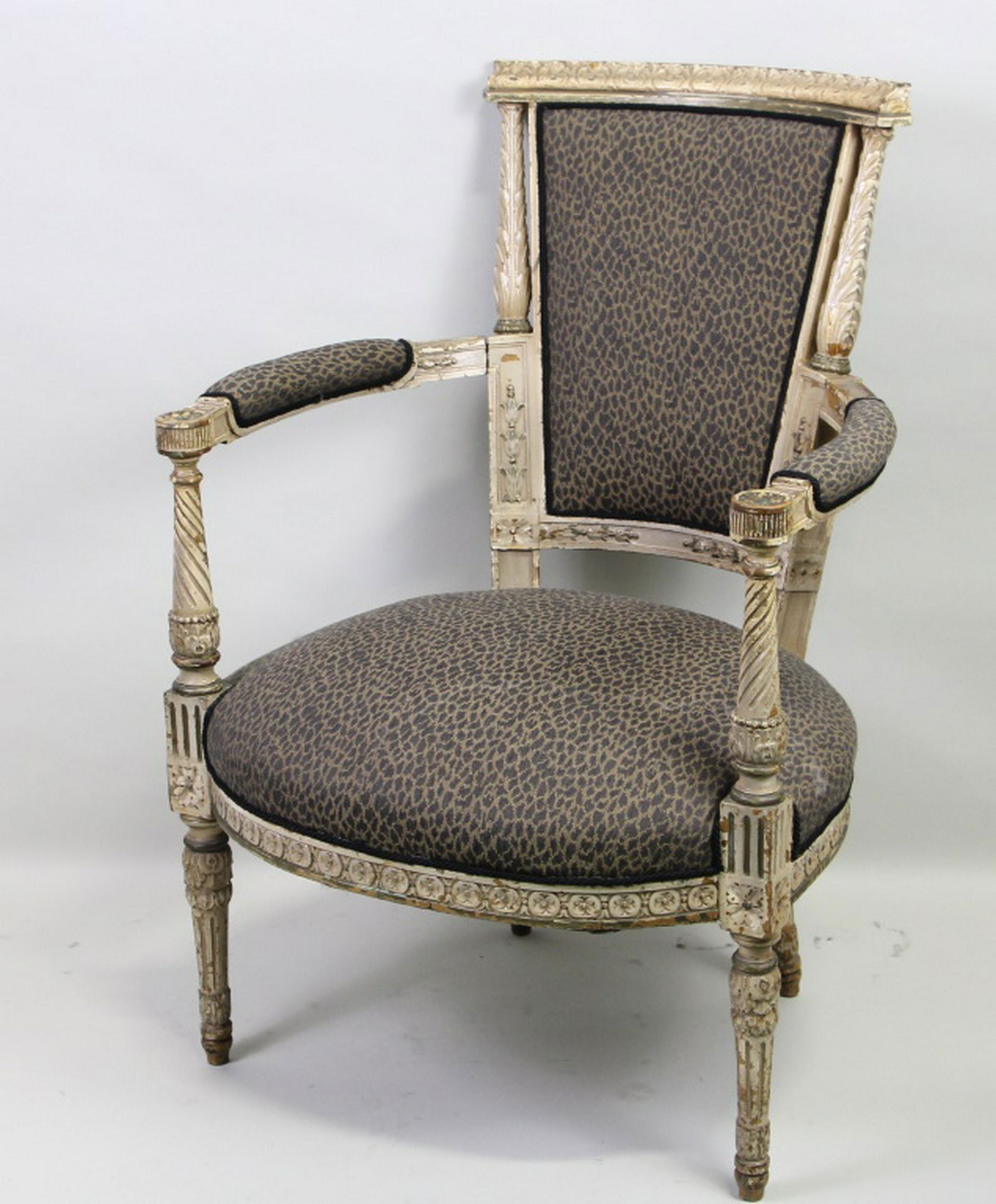 18th CENTURY FRENCH CARVED & PAINTED ARMCHAIR (1 of 4)
