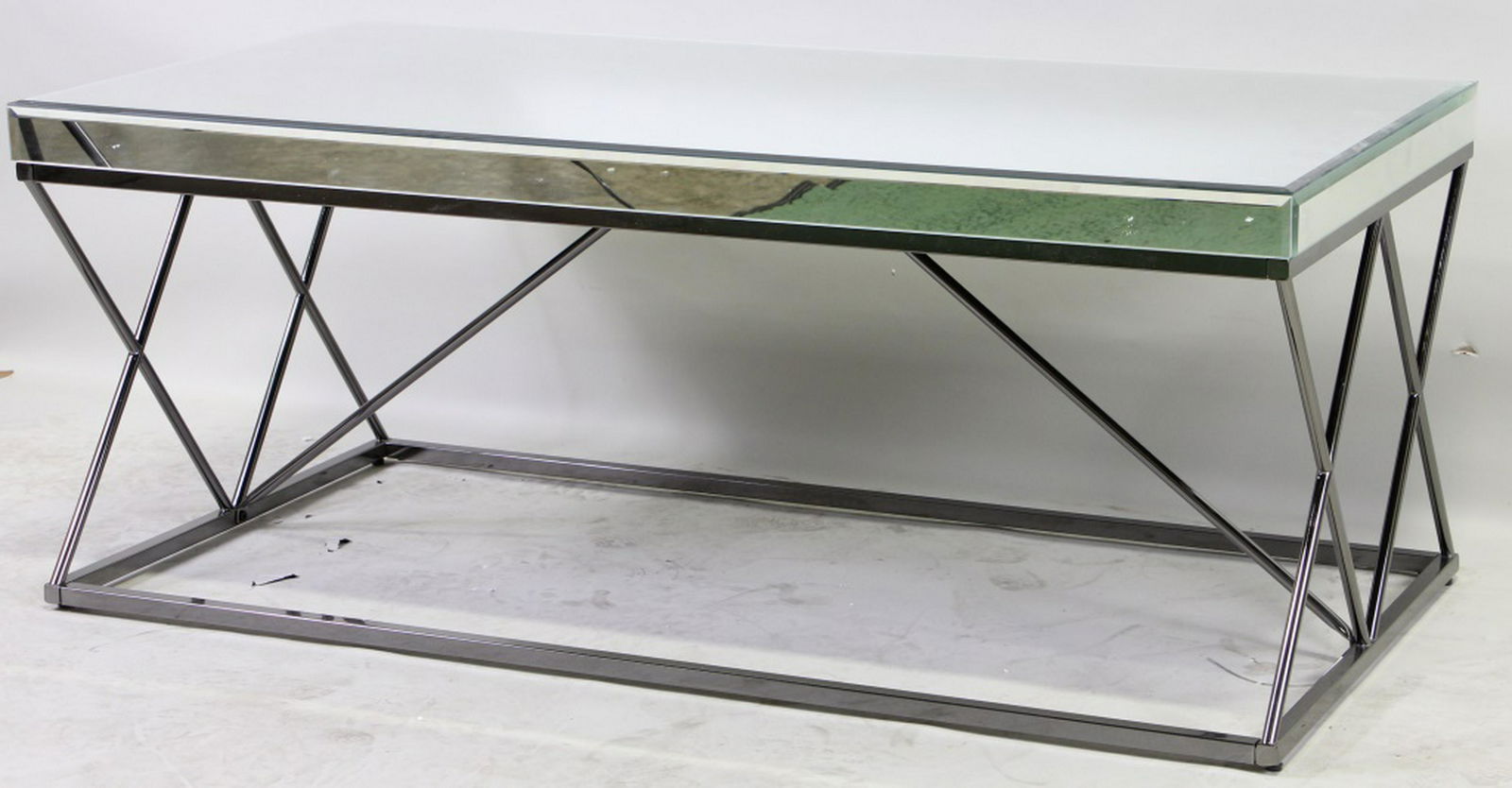 CONTEMPORARY MIRRORED TOP CHROME BASE COFFEE TABLE (1 of 2)