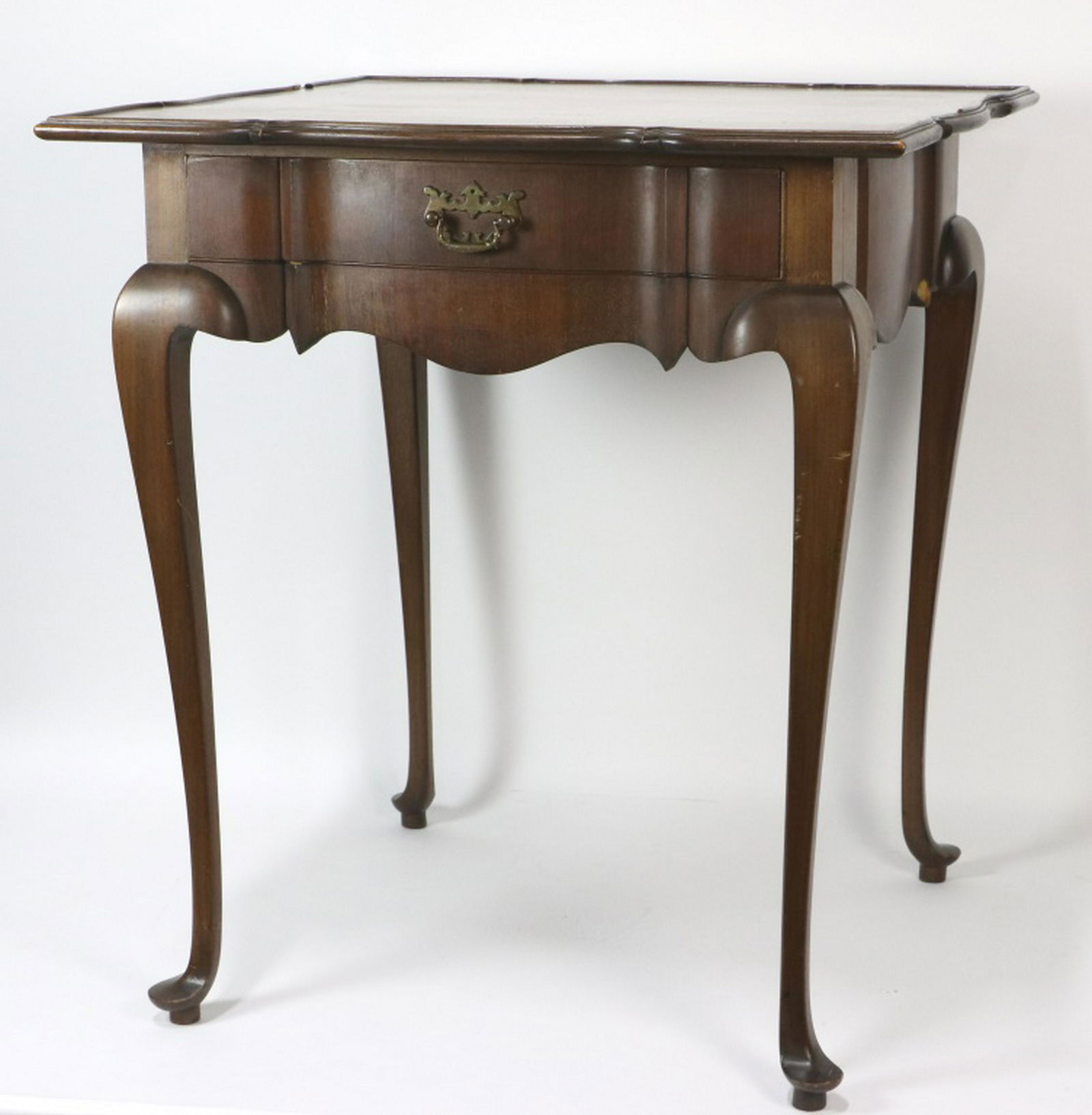 QUEEN ANNE STYLE SINGLE DRAWER CARD TABLE (1 of 4)