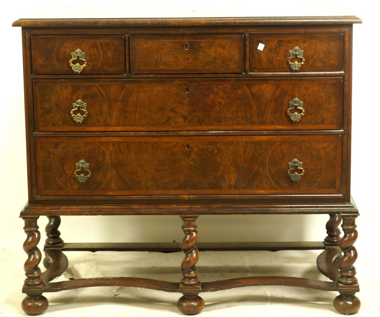 WILLIAM & MARY STYLE WALNUT CHEST, CIRCA 1900 (1 of 4)