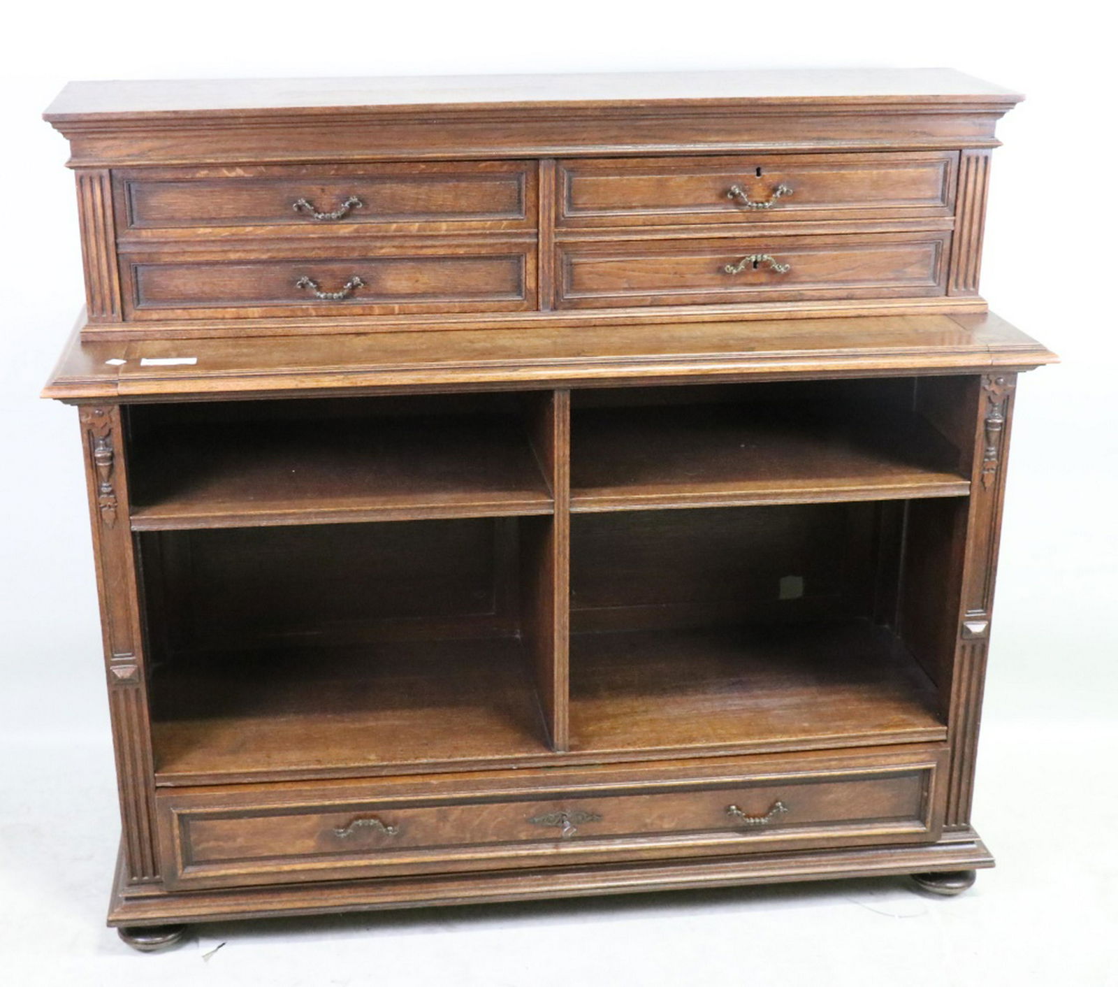 ANTIQUE OAK CABINET WITH FIVE DRAWERS THAT LOCK (1 of 4)