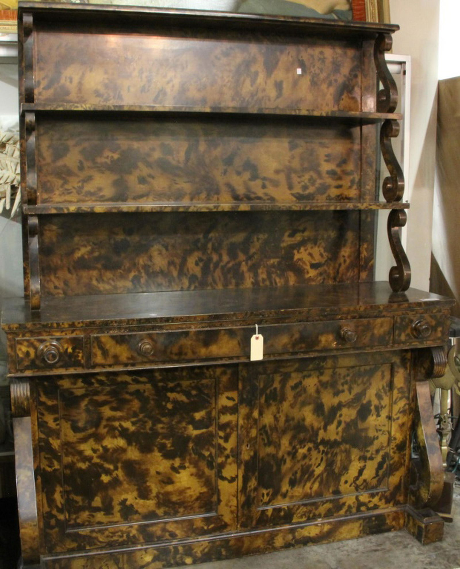 CIRCA 1880's SHERATON FAUX TORTOISE SHELL SIDEBOAR (1 of 1)